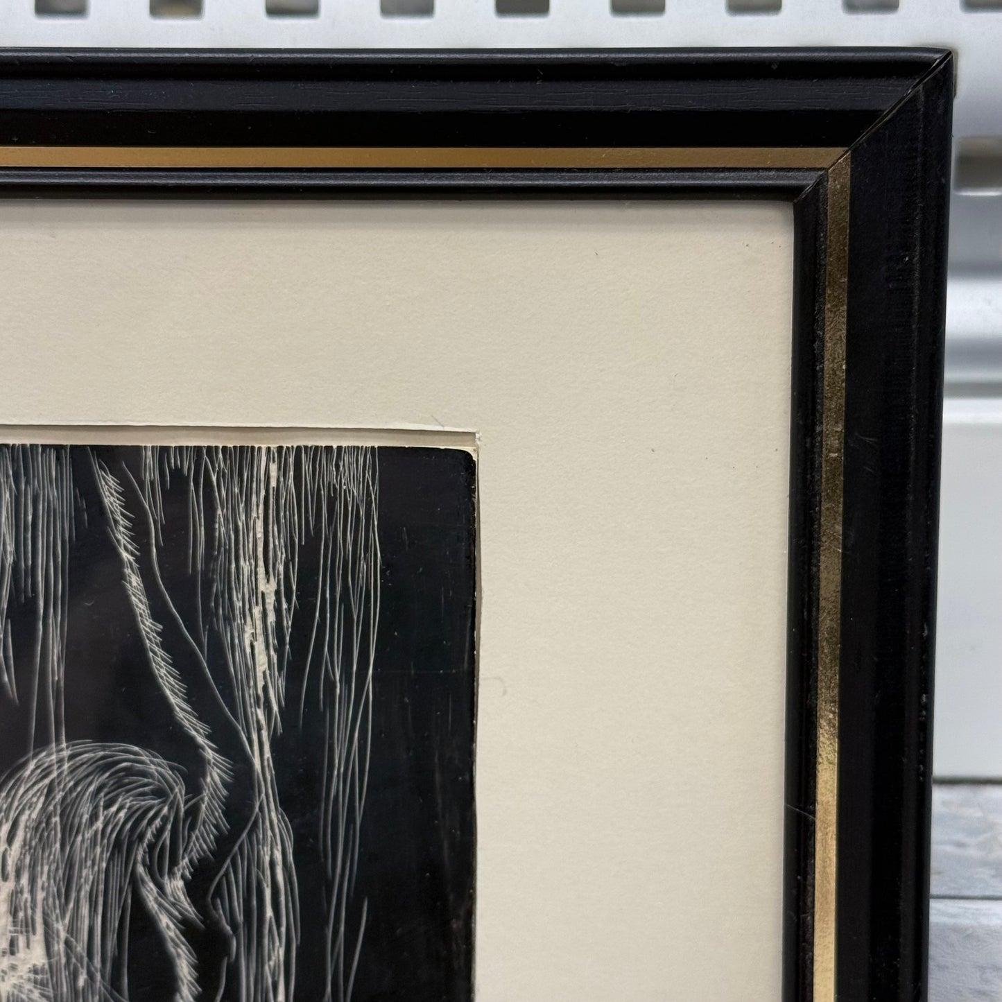 Original Linocut Print Child Under Willow Signed Kris Johnson