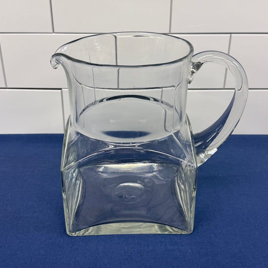 Clear Glass Square Base Pitcher Geometric Water Tea Serving Jug