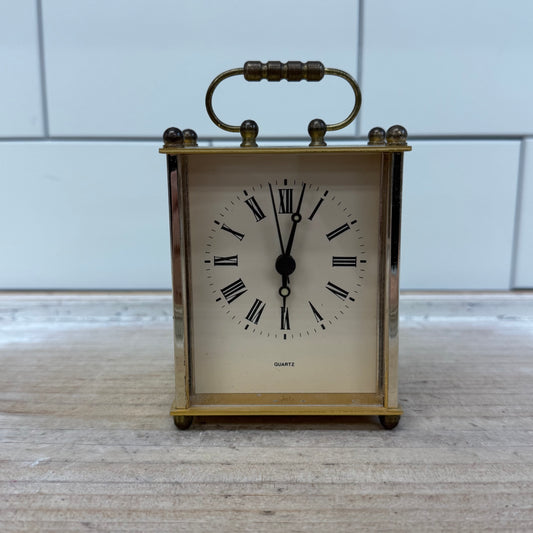 Brass Finish Metal Quartz Desk Clock
