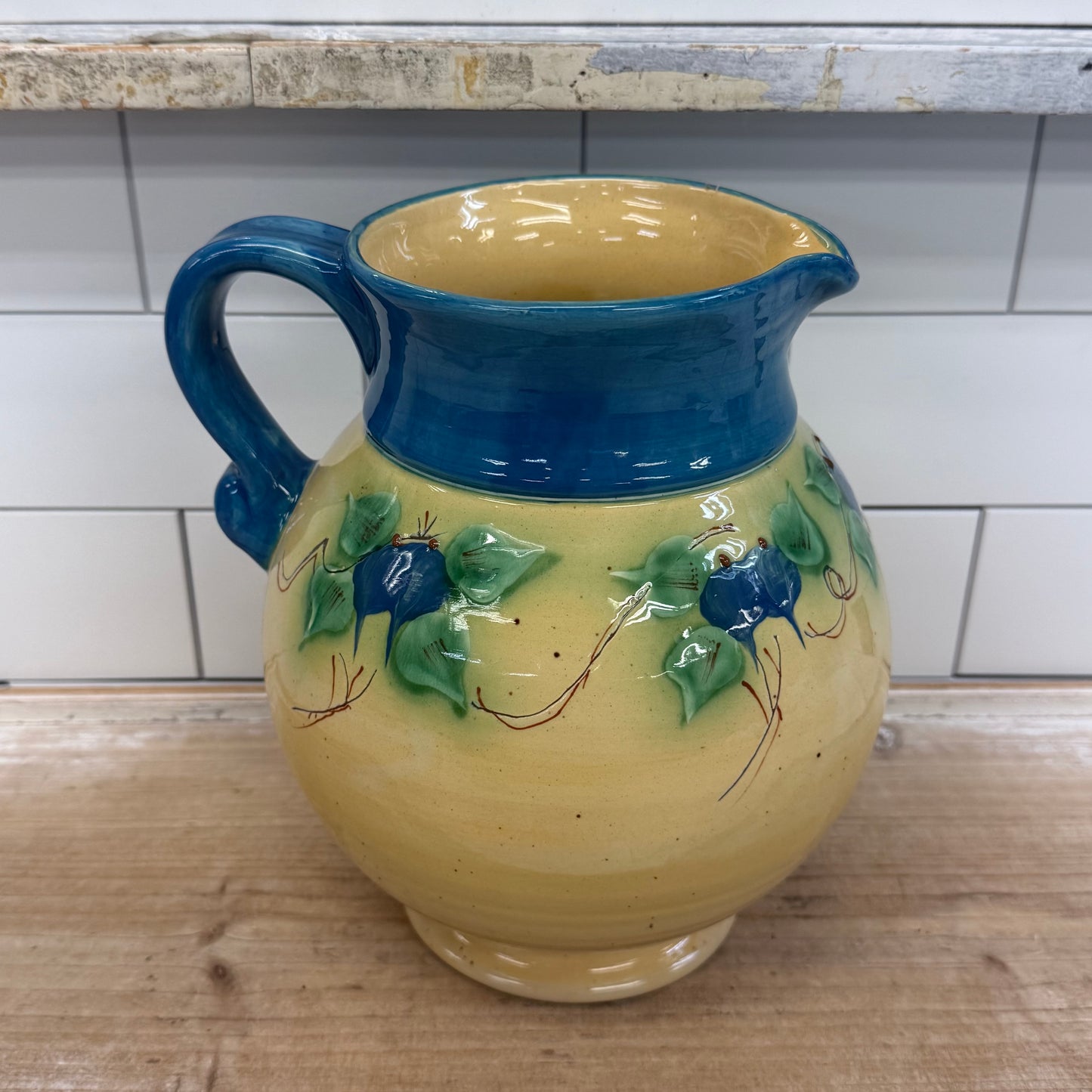 Vintage European Style Floral Art Pottery Pitcher, 1920s–1940s