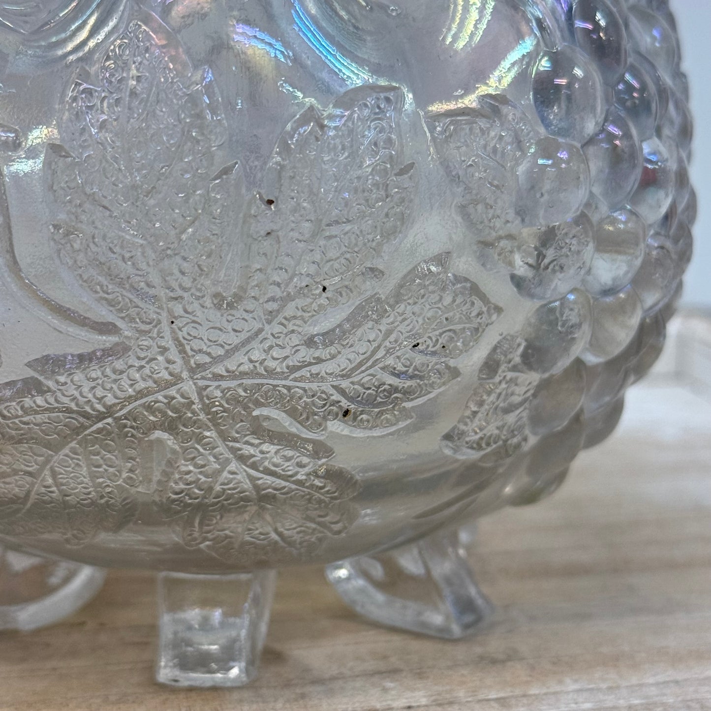 Dugan Grape Delight White Carnival Glass Bowls, Set of 3 c.1910s