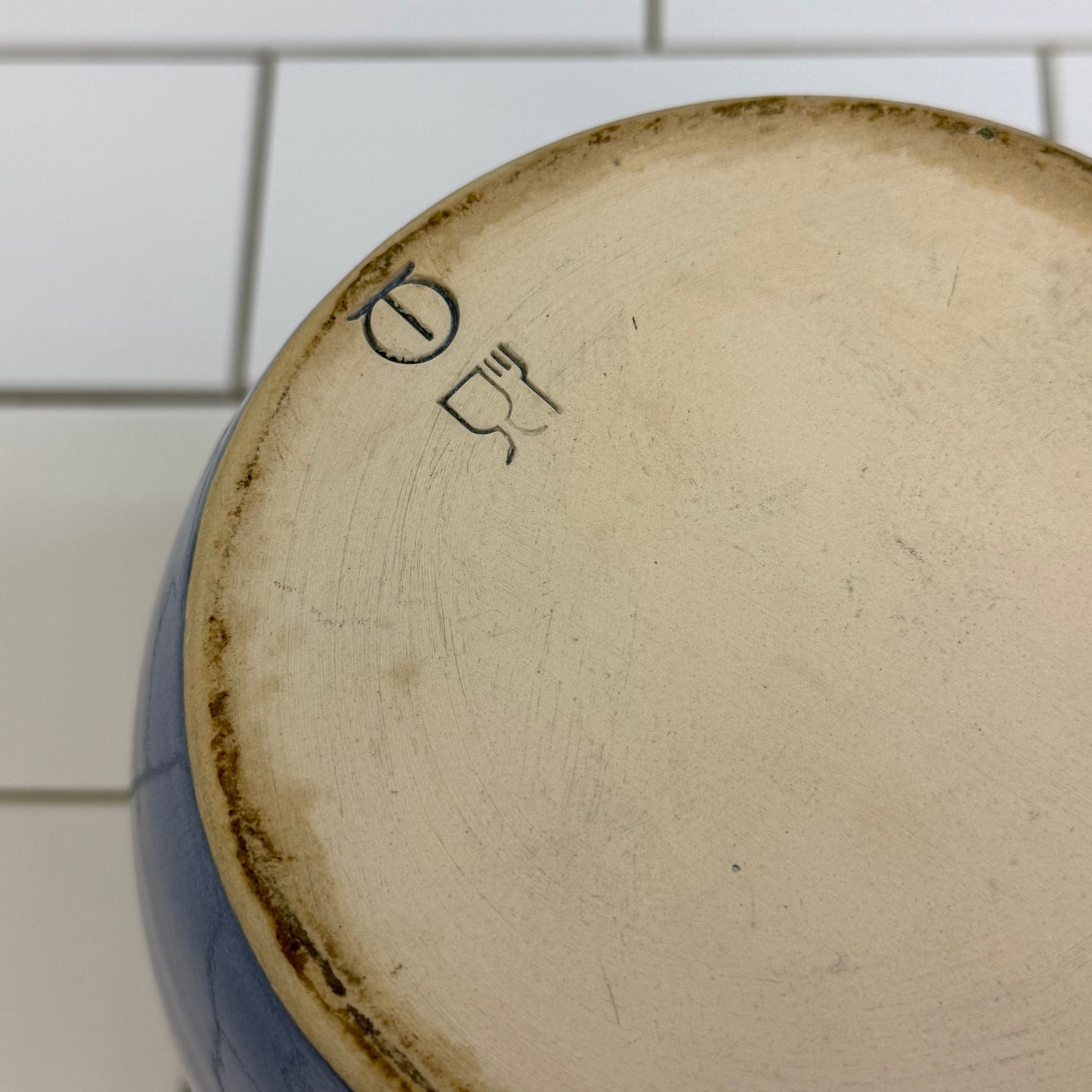 German Stoneware Kochlöffel Utensil Holder Blue Pottery Crock