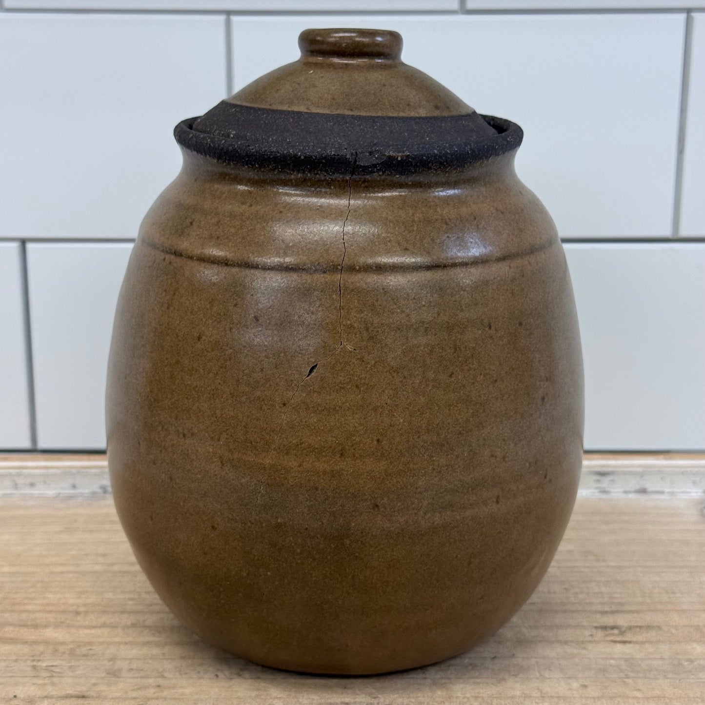 Studio Art Pottery Stoneware Lidded Jar Handmade Signed