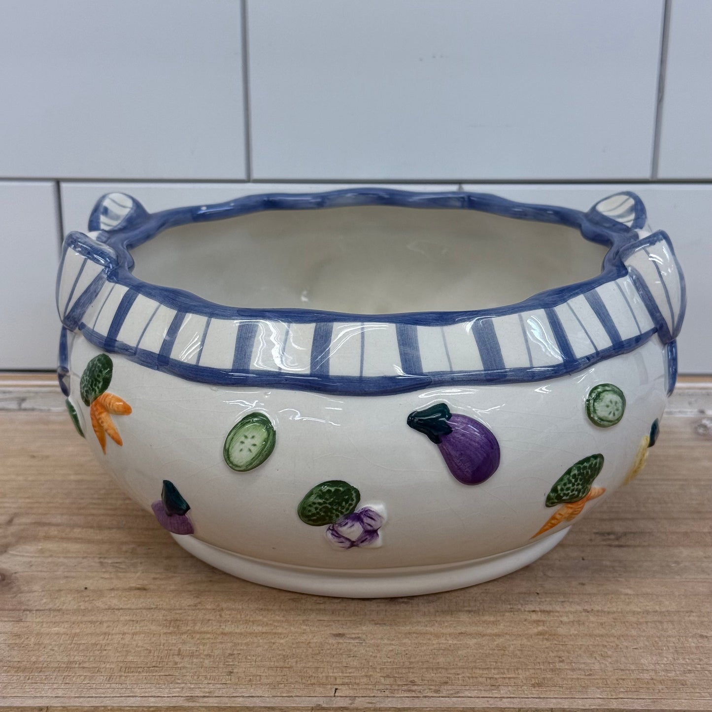 Fitz and Floyd Vegetable Garden Ceramic Serving Bowl 1990s