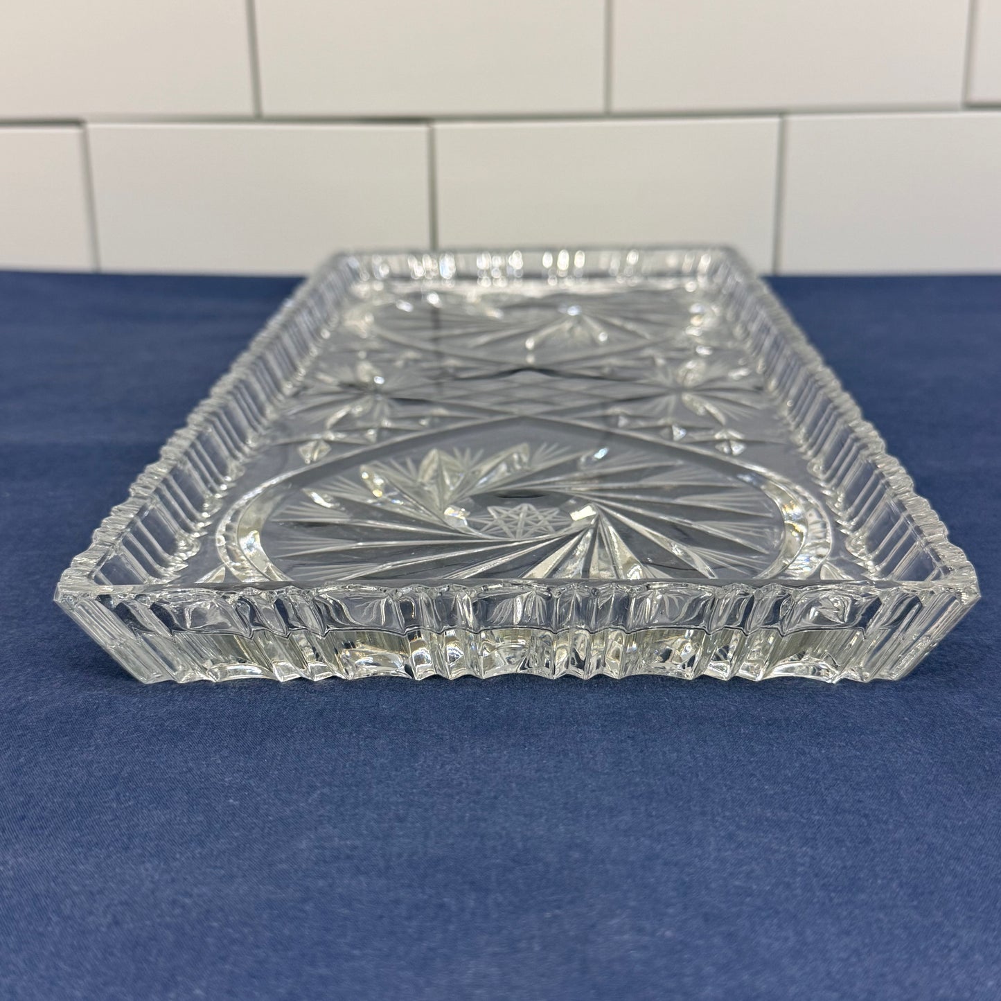 Pinwheel Hobstar Cut Crystal Serving Tray
