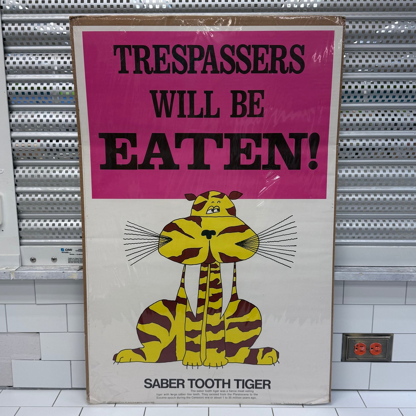 Rare Ed Shickell Saber Tooth Tiger Poster Print, 1972