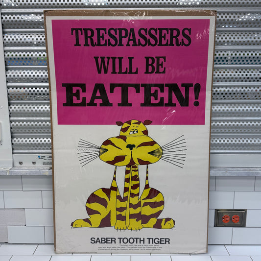 Rare Ed Shickell Saber Tooth Tiger Poster Print, 1972