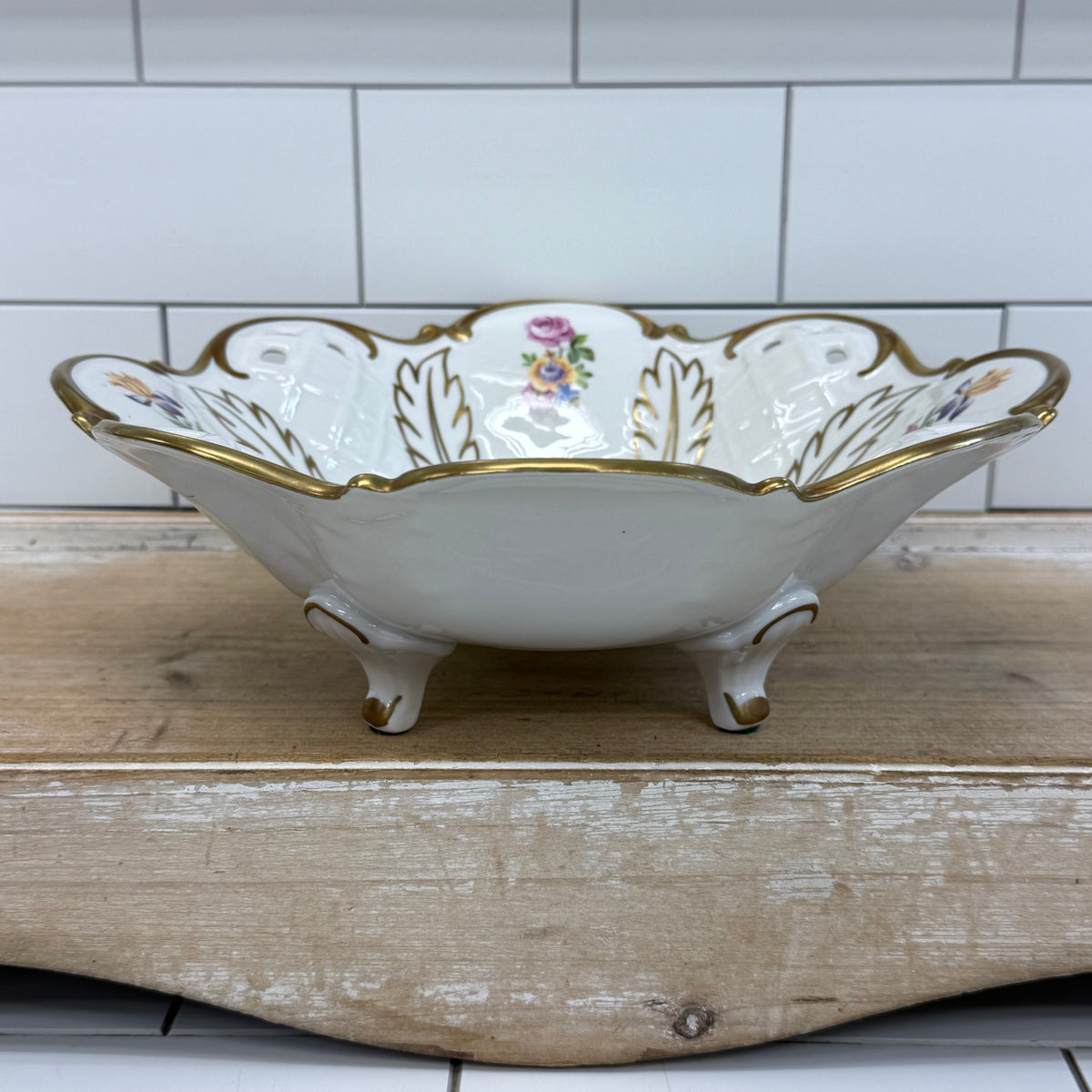 Reichenbach Floral Porcelain Footed Bowl 1970s