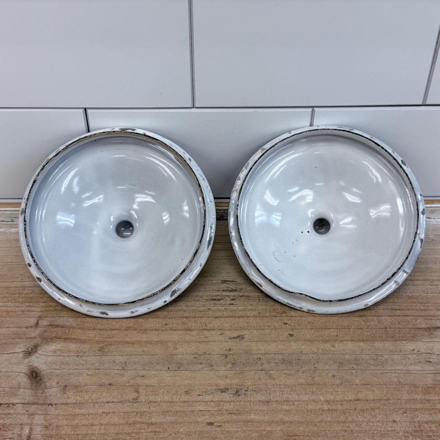 Windmill Enamelware Flour & Coffee Canisters, Set of 2