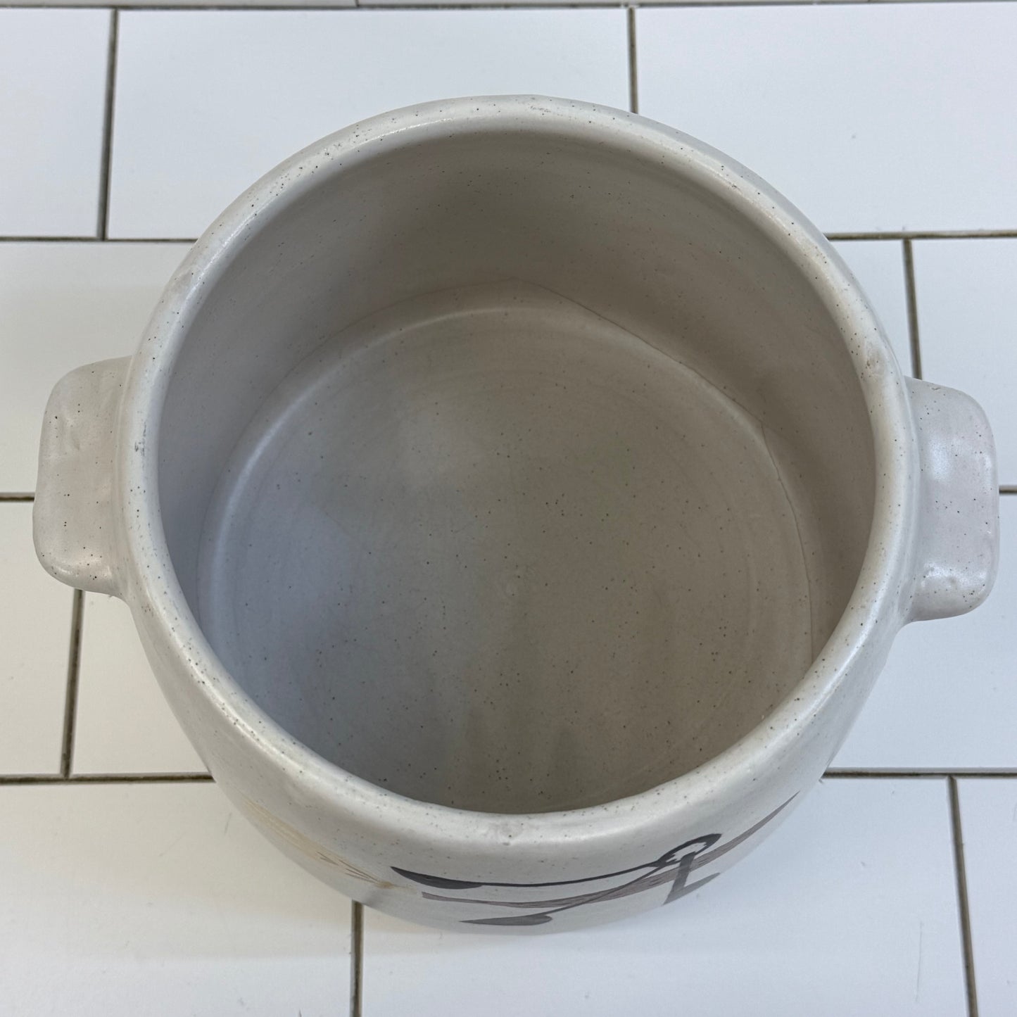 West Bend Stoneware Fork Lidded Kitchen Crock Canister 1970s