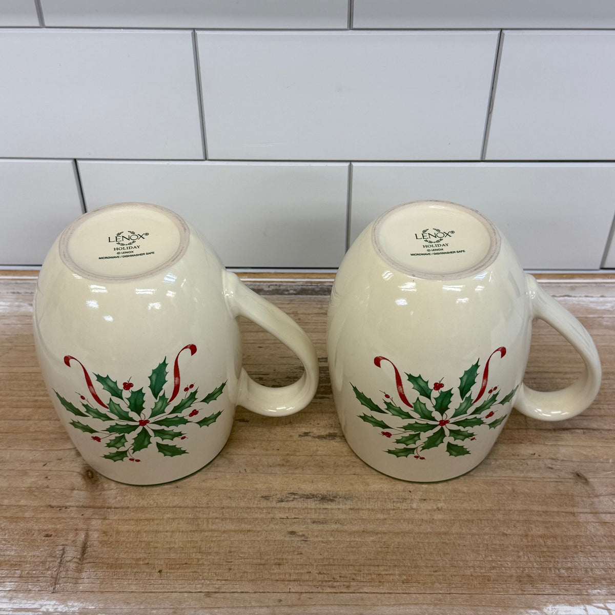 Lenox Holiday Holly Berry Cocoa Mugs Set of 2