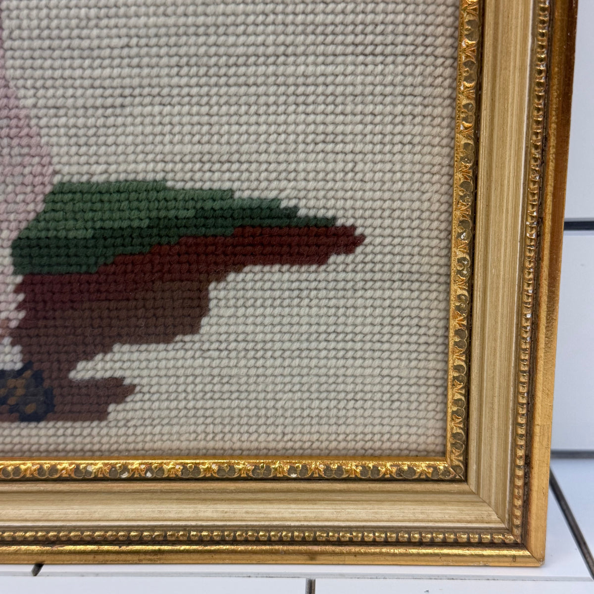 Blue Boy & Pinkie Framed Needlepoint Art, Set of 2