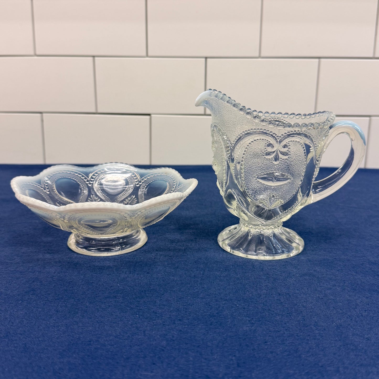 Northwood Scroll Acanthus Bowl & Adams Garfield Drape Pitcher