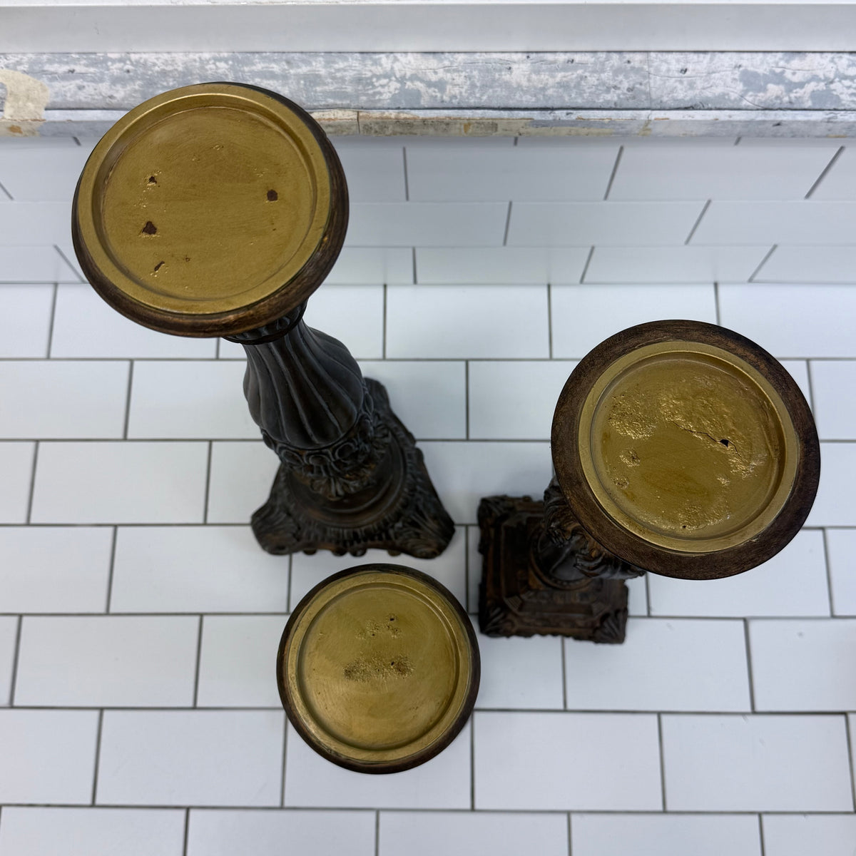 Fitz & Floyd Ornate Pillar Candle Holders Set of 3