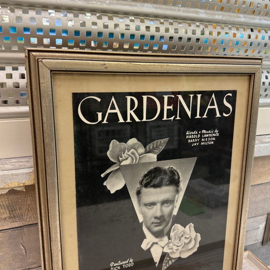 Lincoln Music Corp. Framed Gardenias Sheet Music, 1938