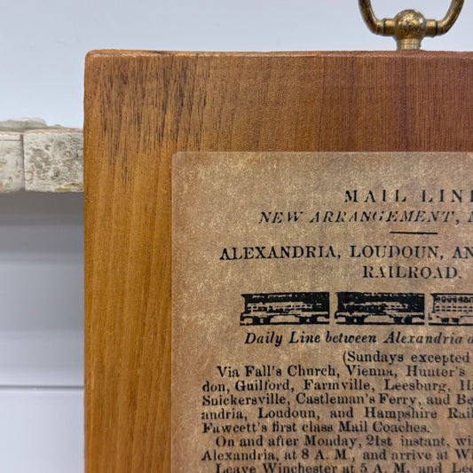 Virginia Railroad Timetable Antique 1860s