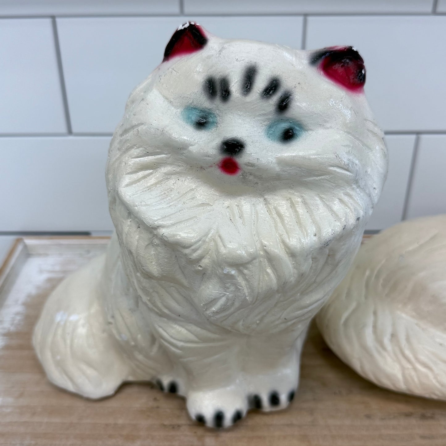 Vintage Persian Cat Chalkware Coin Banks Set of 2 1950s