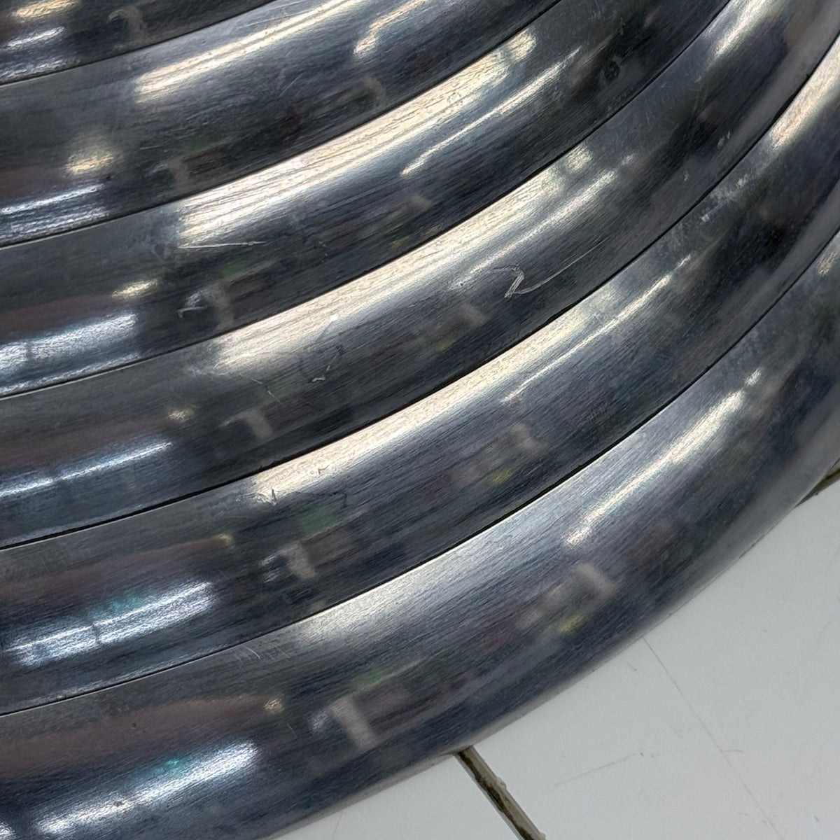 Ribbed Metal Bowl Large Centerpiece 18”