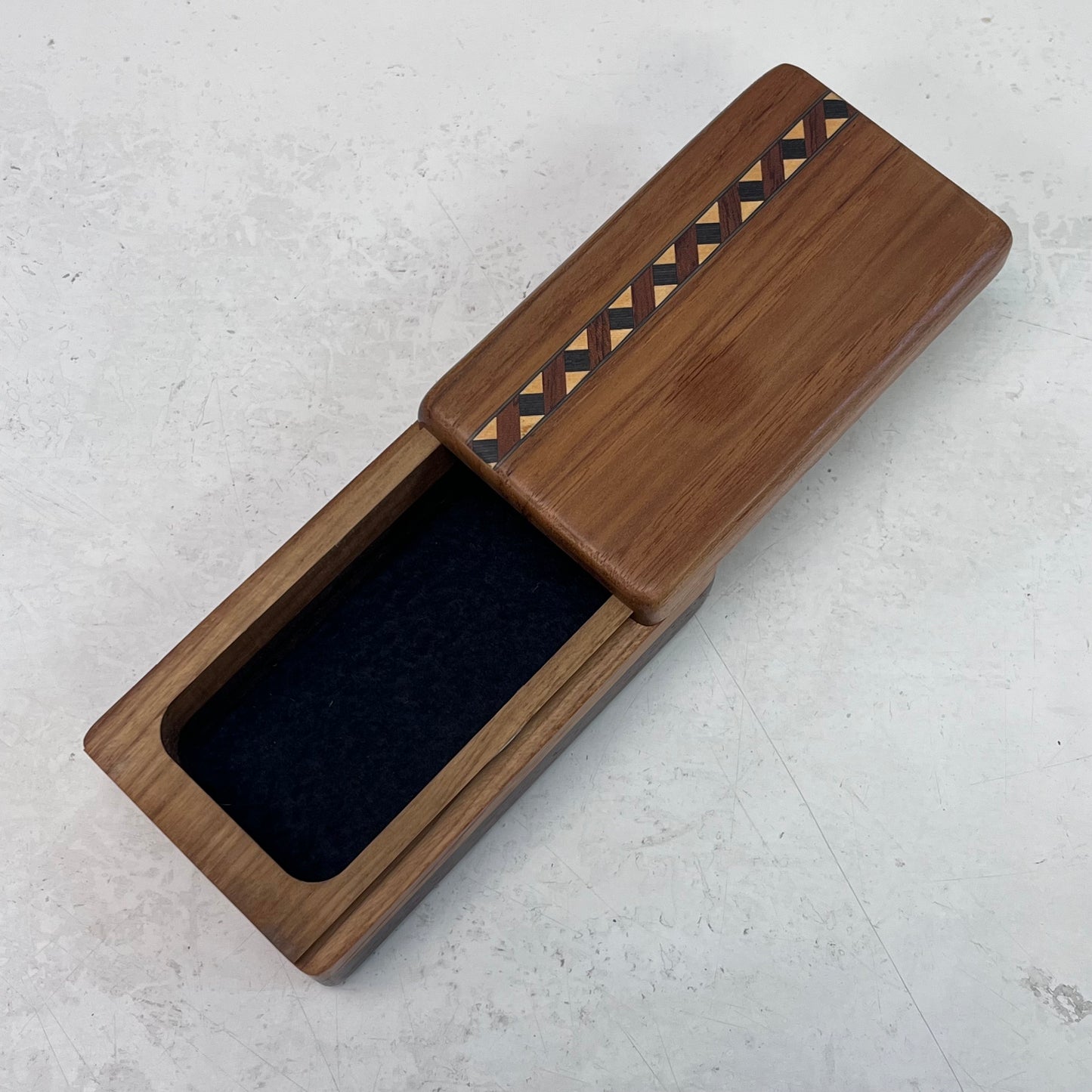 Wood Marquetry Slide Box, Handcrafted