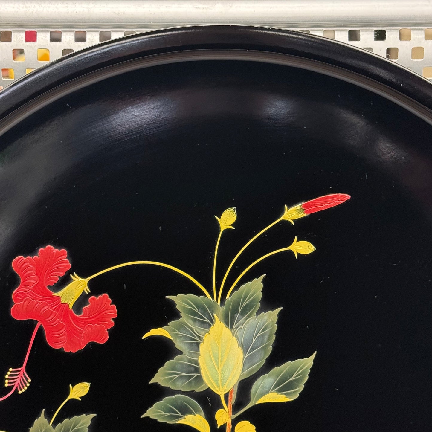 Bembo Okinawa Japanese Lacquerware Floral Serving Tray