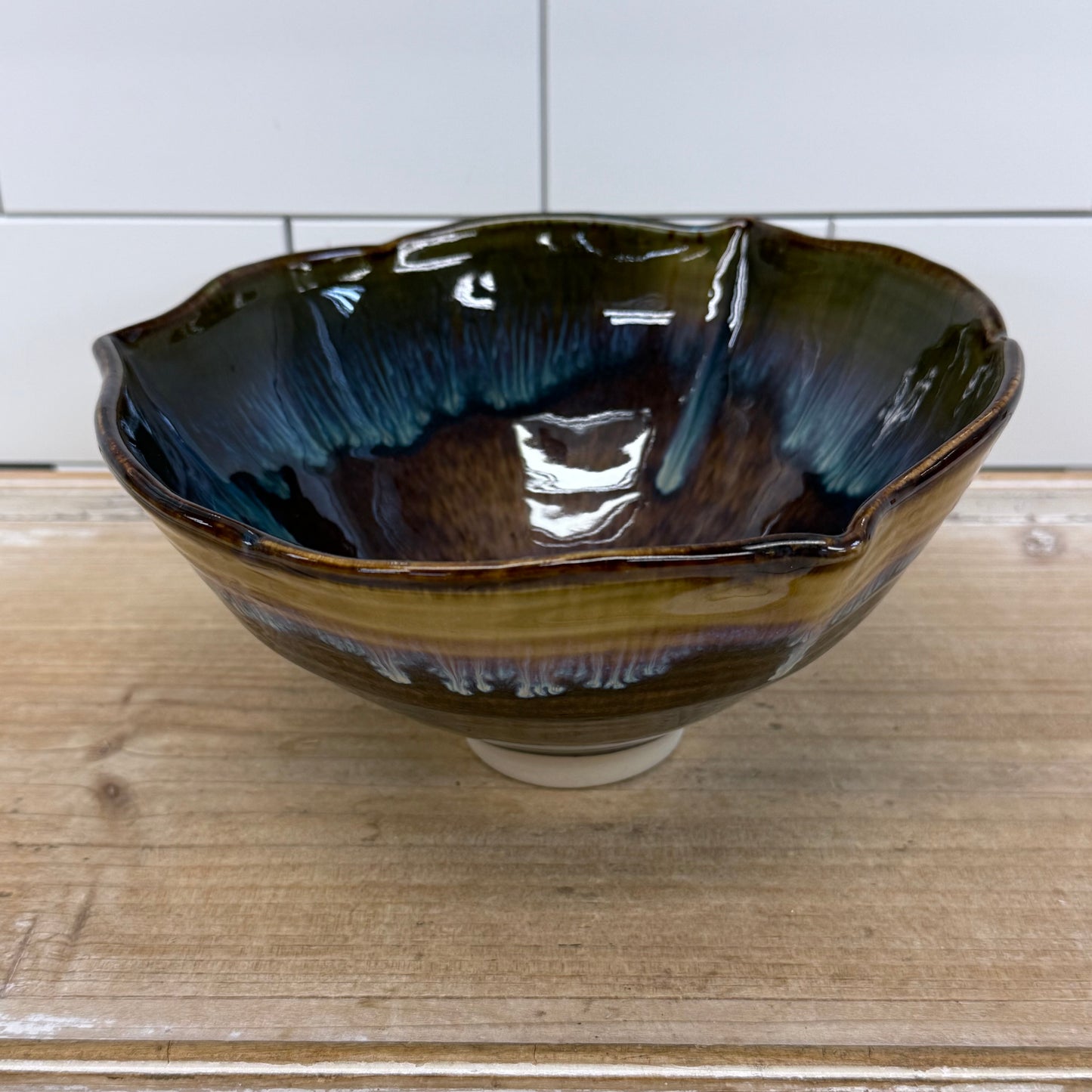 Studio Art Pottery Drip Glaze Ceramic Bowl