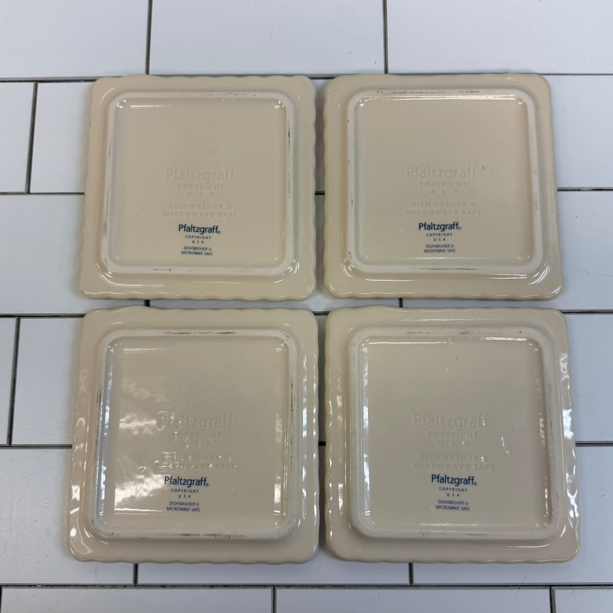 Pfaltzgraff Garden Party Square Sandwich Plates Set of 4 Floral