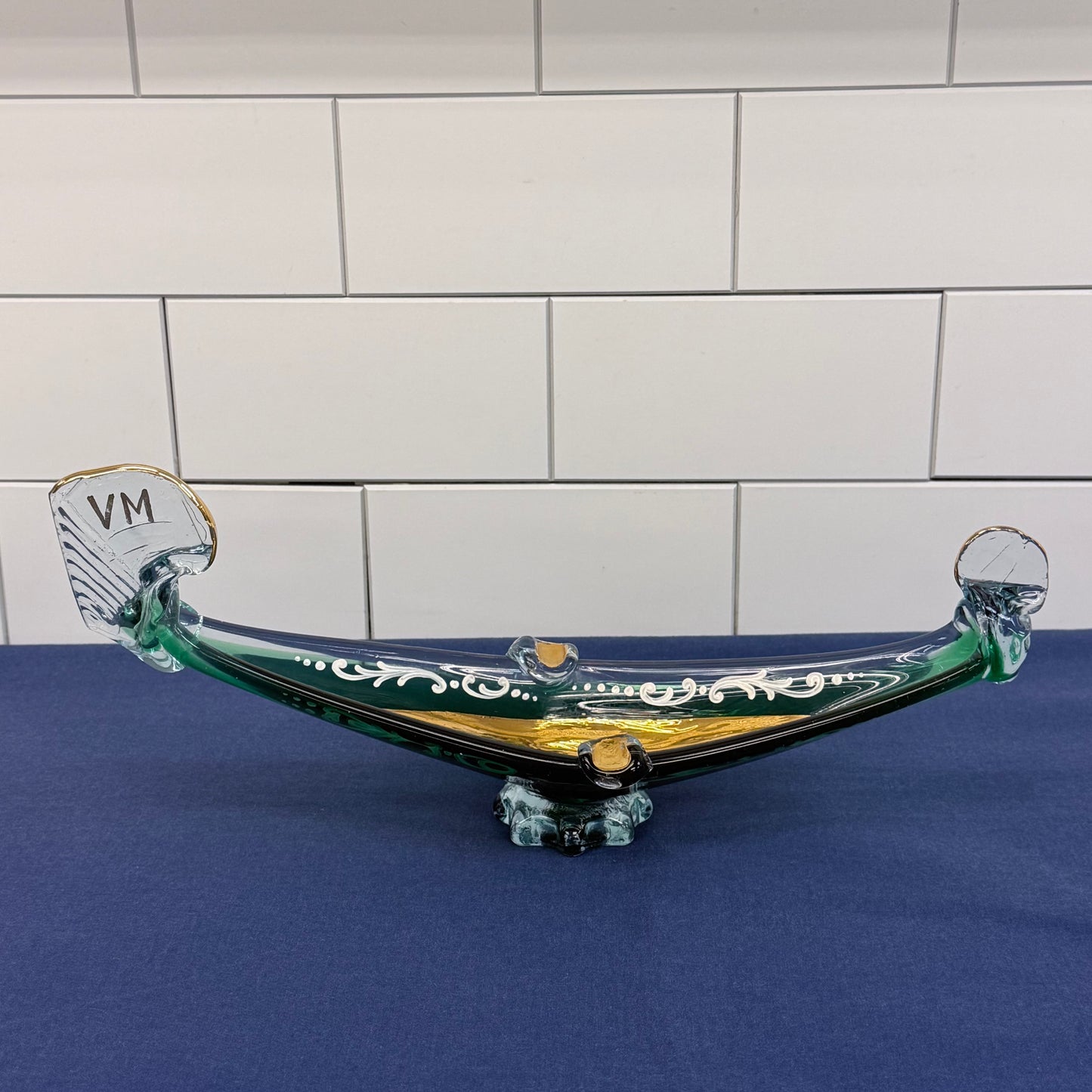 Murano Style Venetian Gondola Art Glass Centerpiece Bowl