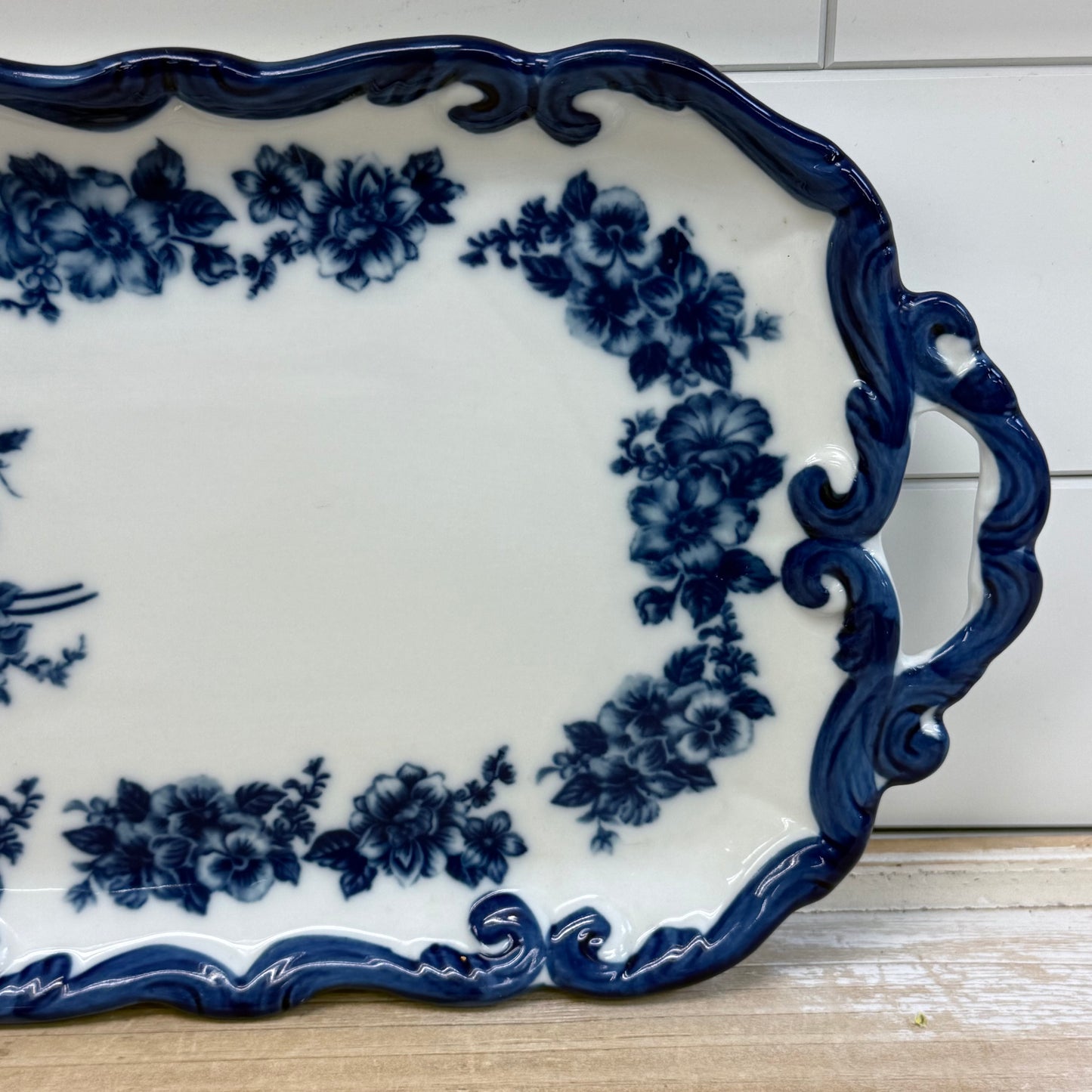 Floral Handled Vanity Tray, Porcelain