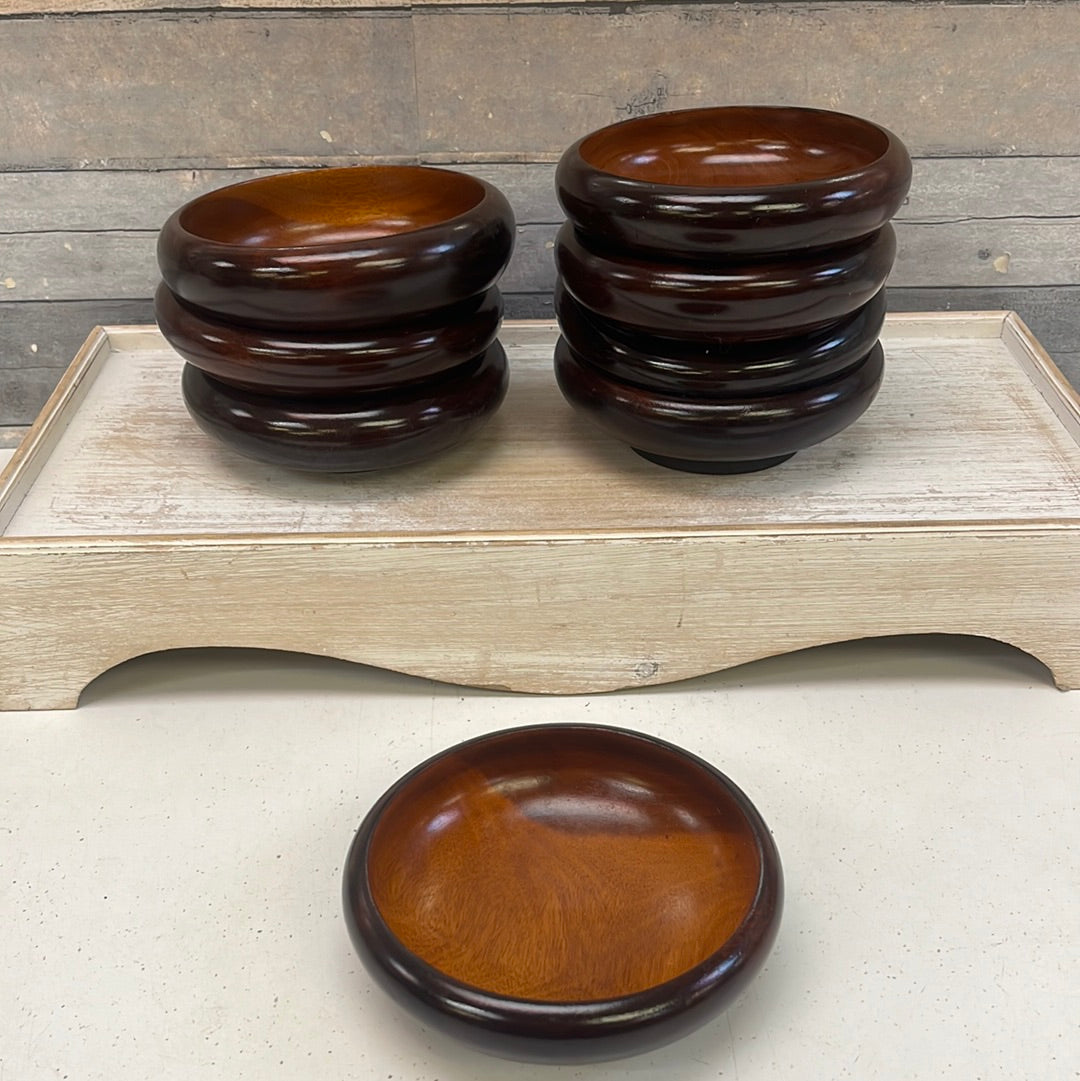 Vintage CaribCraft Mahogany Salad Bowl Set, 11 Piece