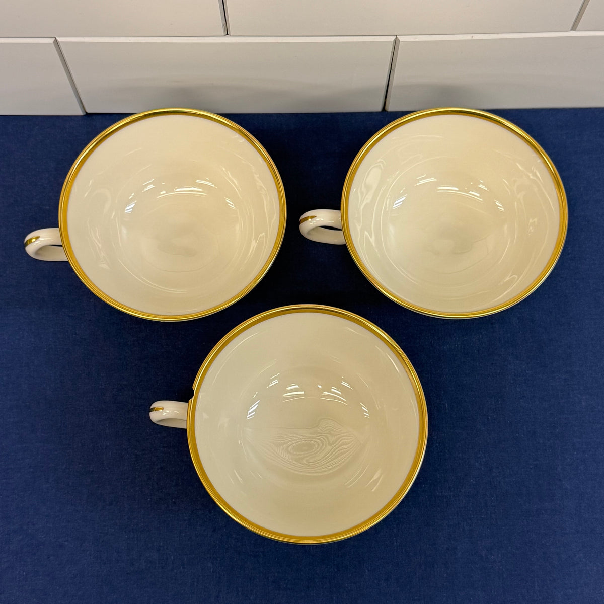 Lenox Mansfield Teacups & Saucers Set of 3 circa 1950