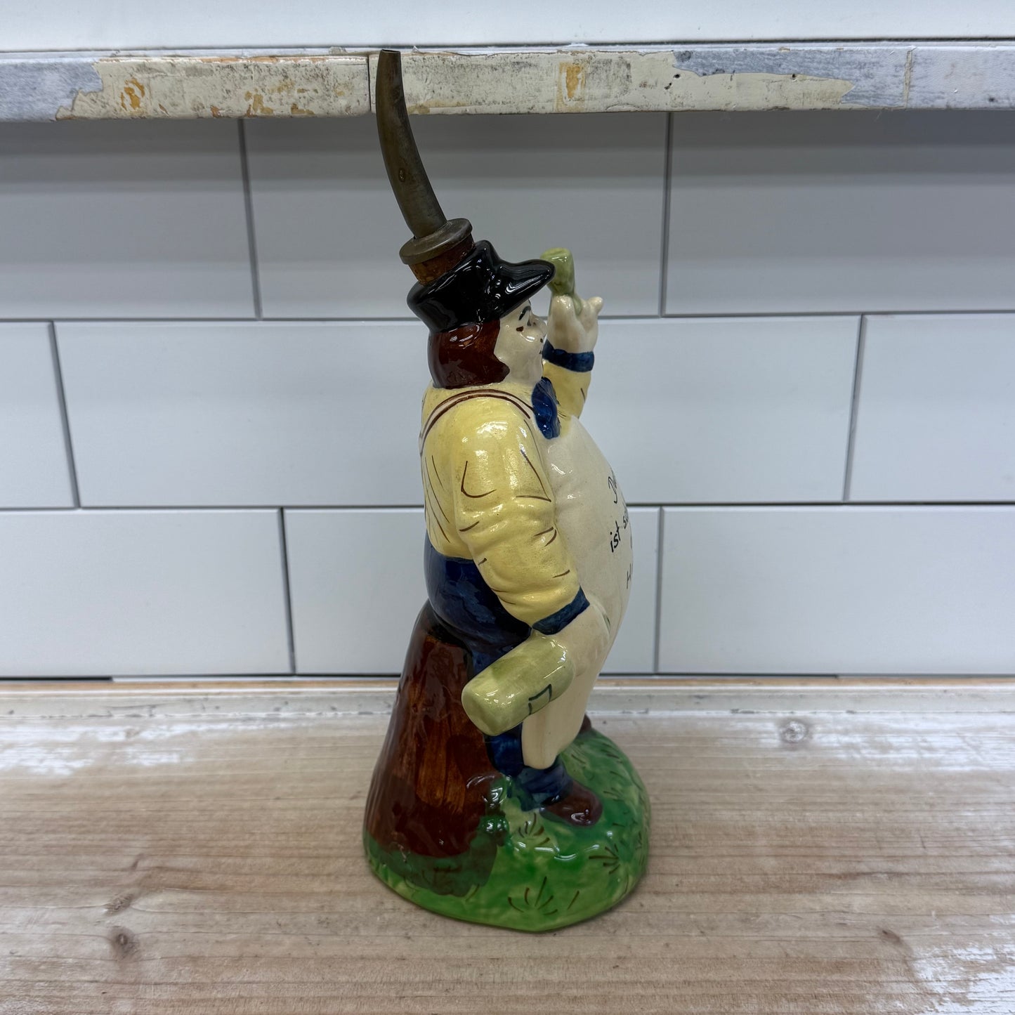 German Figural Decanter, Rare Ceramic Hand Painted