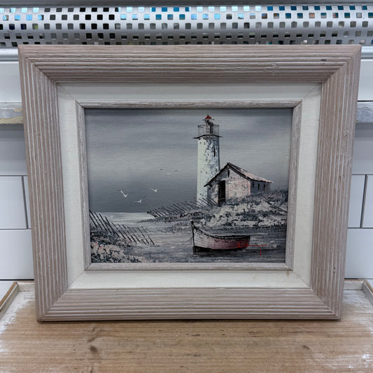 Original Artwork Lighthouse Seascape Framed Signed