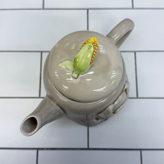 Lefton Piggy Eating Corn Teapot, Ceramic