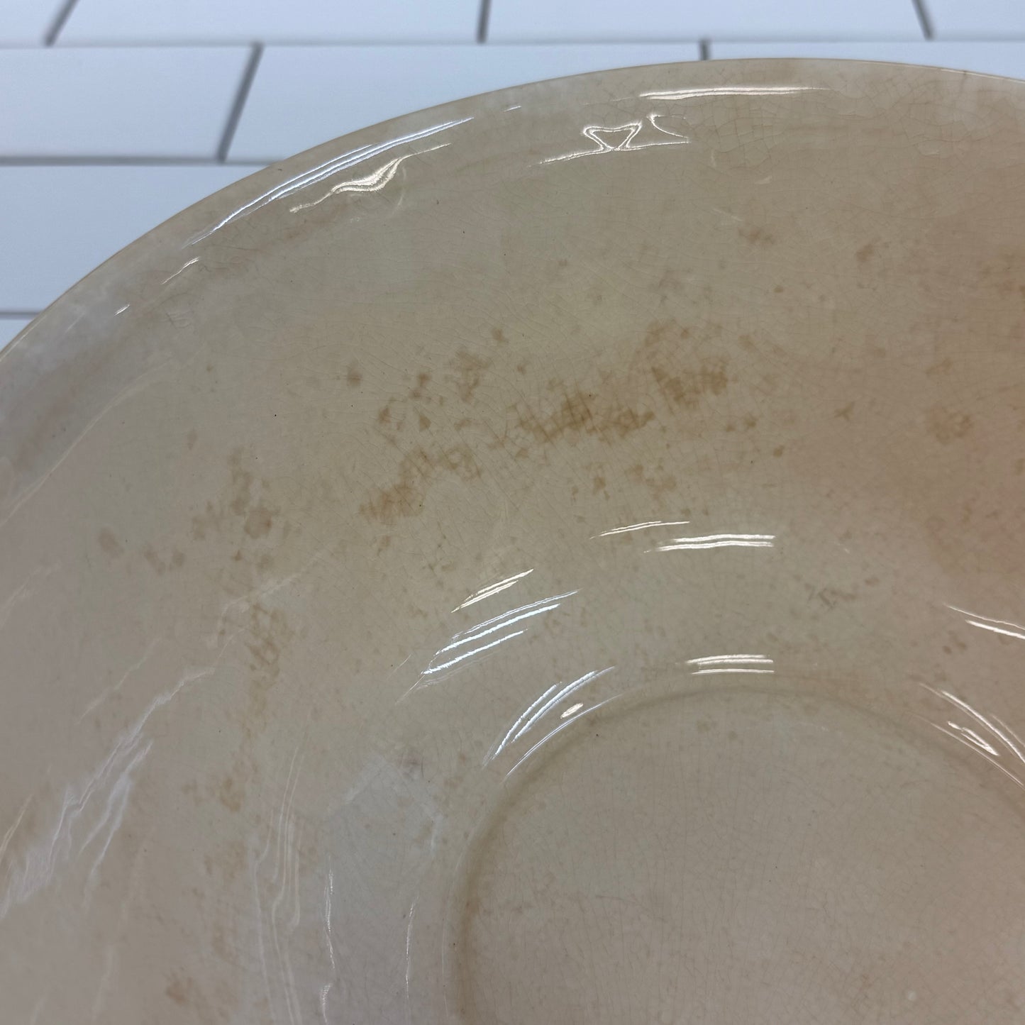 American Cream Glazed Stoneware Mixing Bowl 1940s–50s