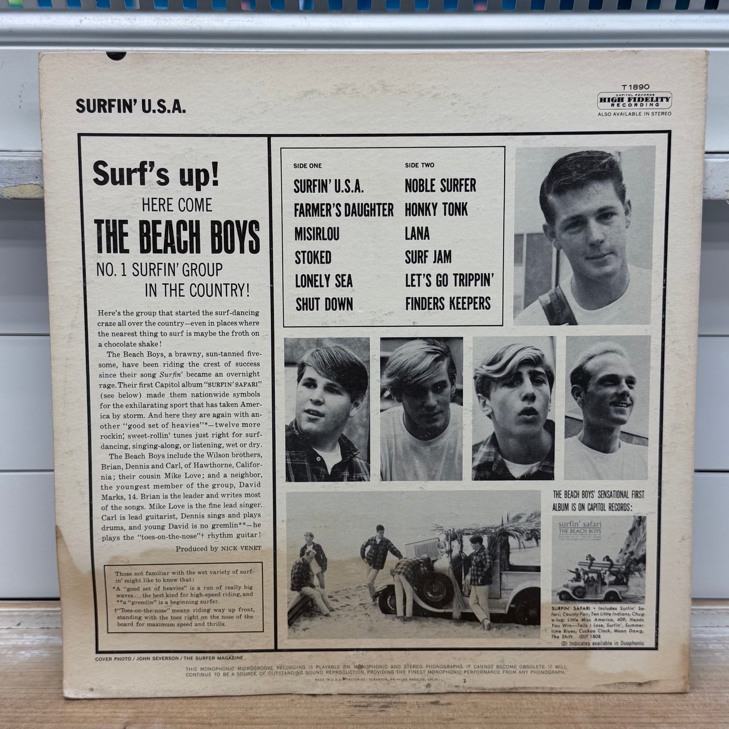The Beach Boys Surfin' U.S.A. Vinyl Record LP 1963 #T-1890