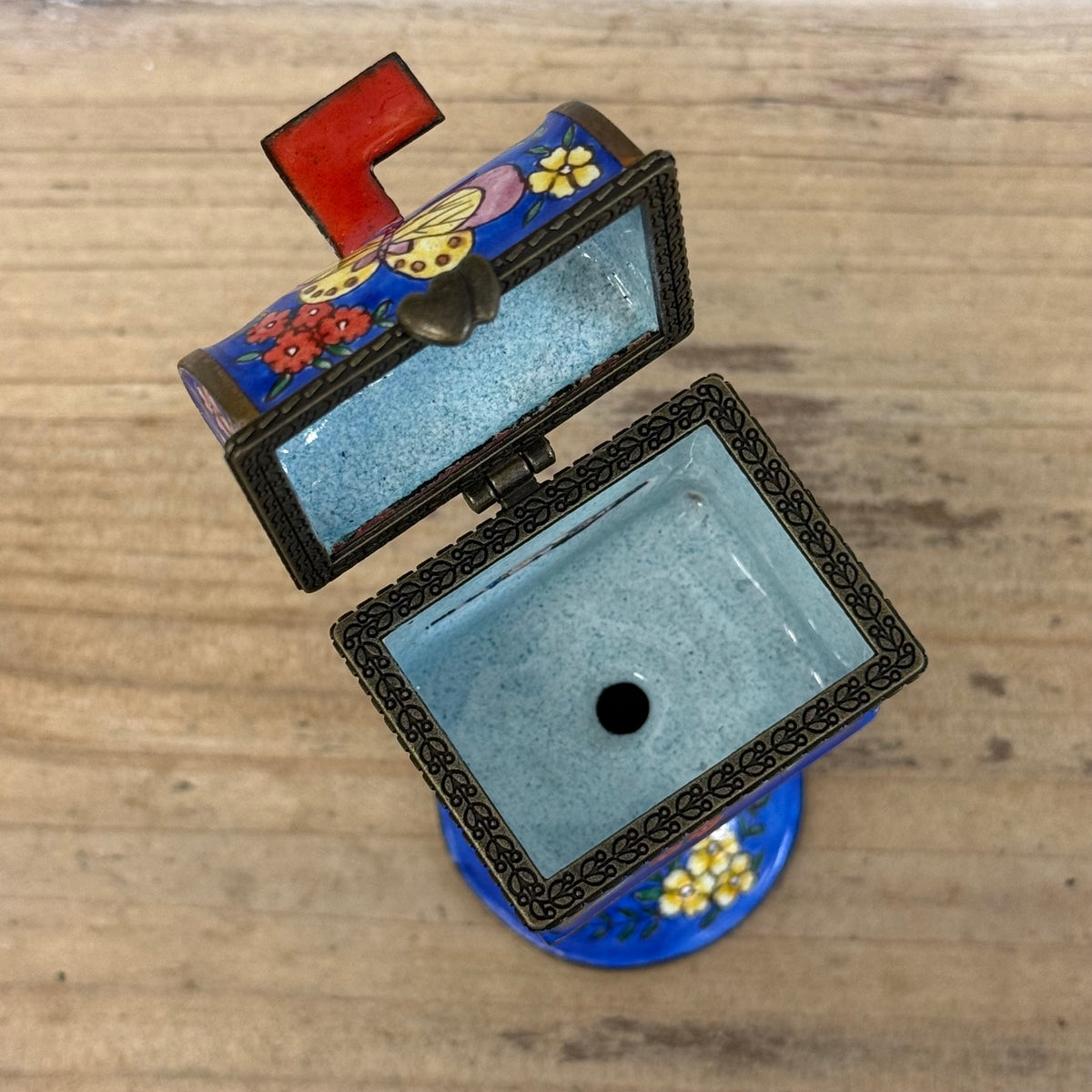 Empress Arts Blue Butterfly Mailbox Trinket Box 2000 with Gift Box