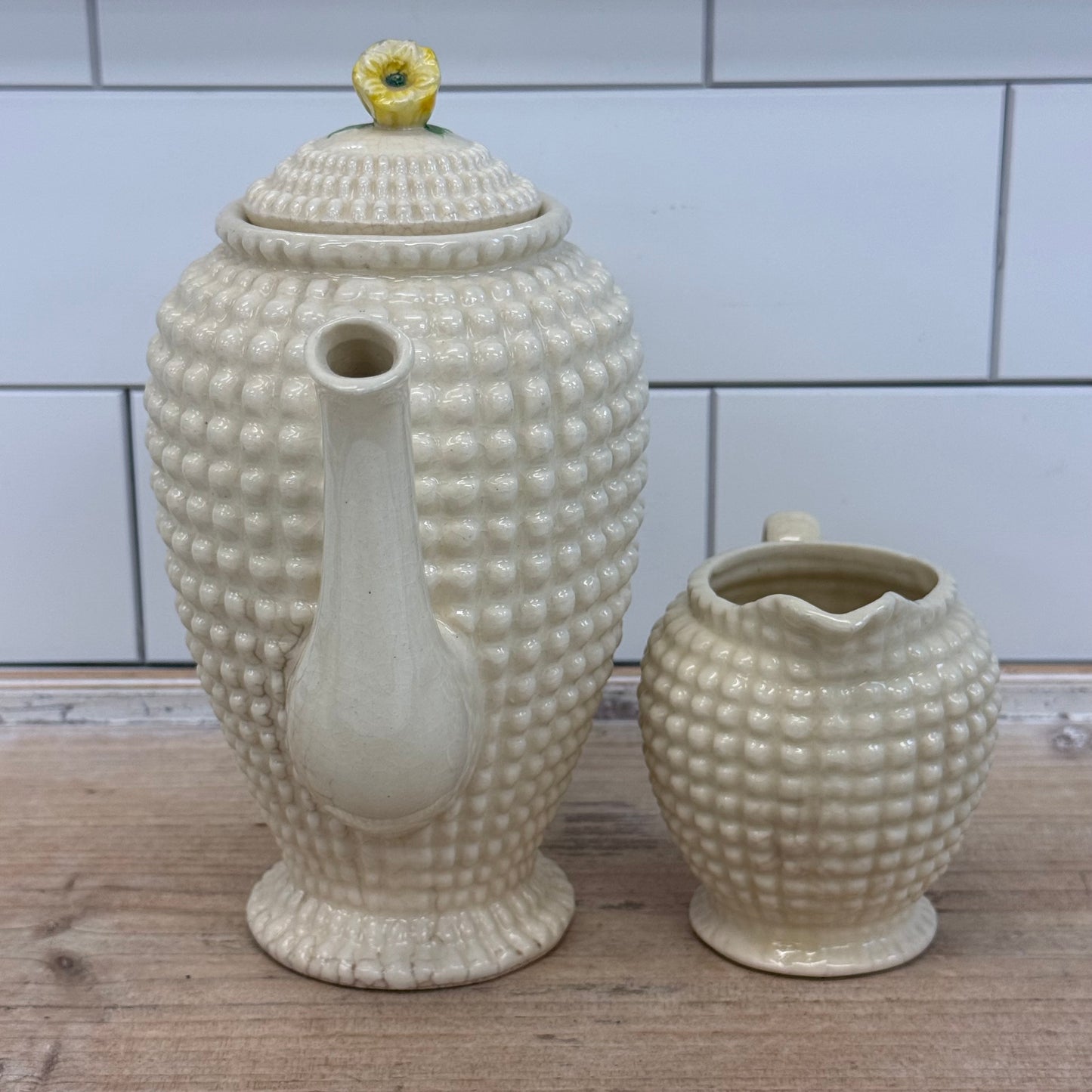 Maruhon Ware Hobnail Coffee Pot & Creamer Set 1950s