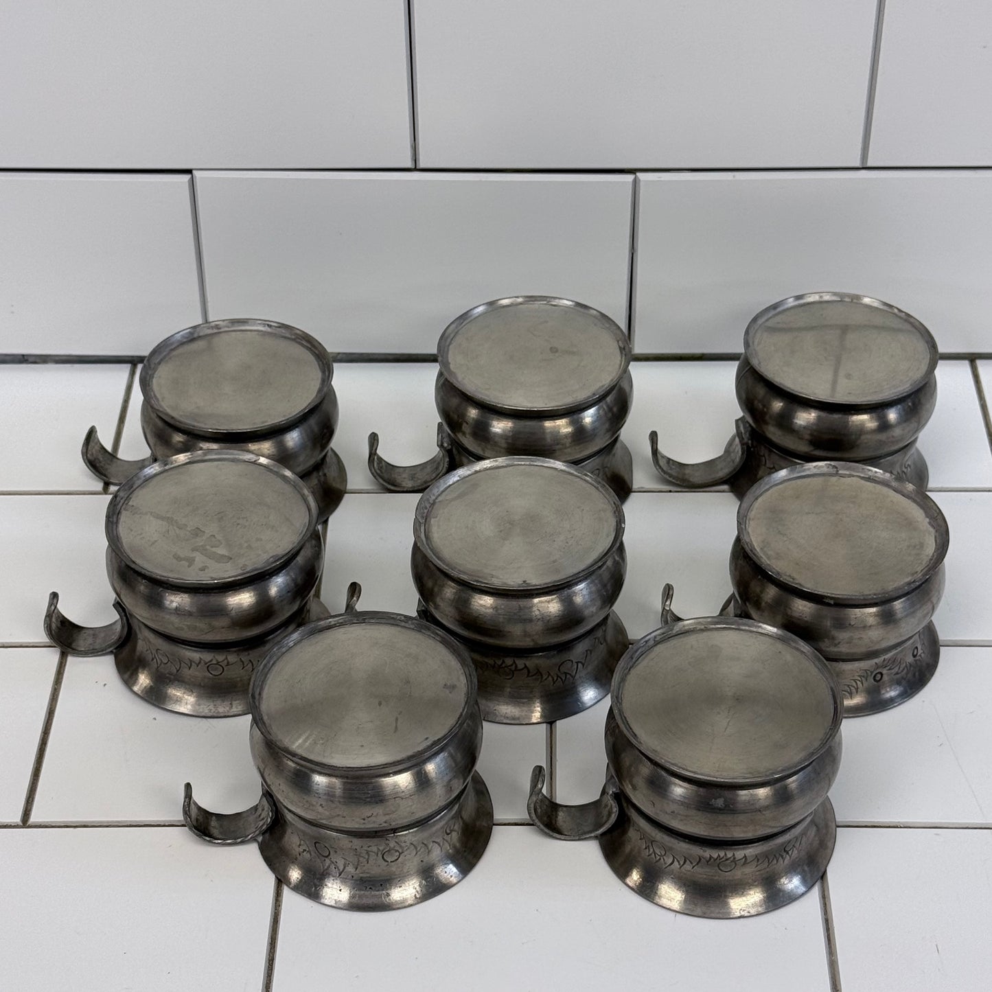 Trond Tinn Norway Pewter Punch Bowl & 8 Cups Set 1971