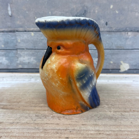 Red Dime-Marked Czech Pottery Parrot Pitcher