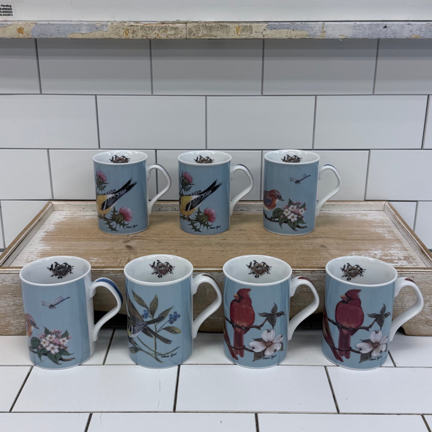 Inhesion Garden Birds Mug Set of 7 by Maria Ryan Porcelain