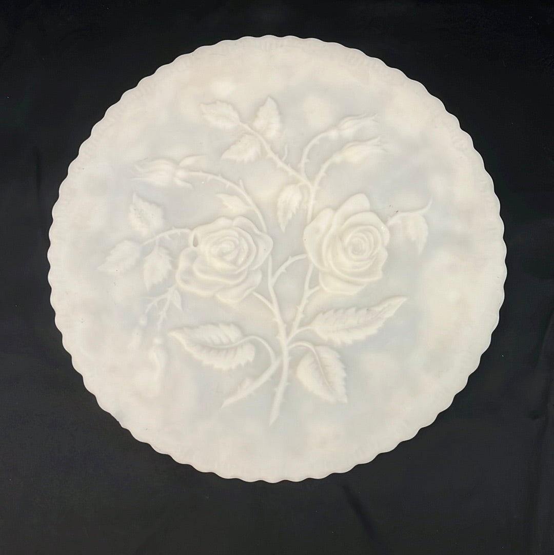 Imperial Milk Glass Embossed Serving Platter