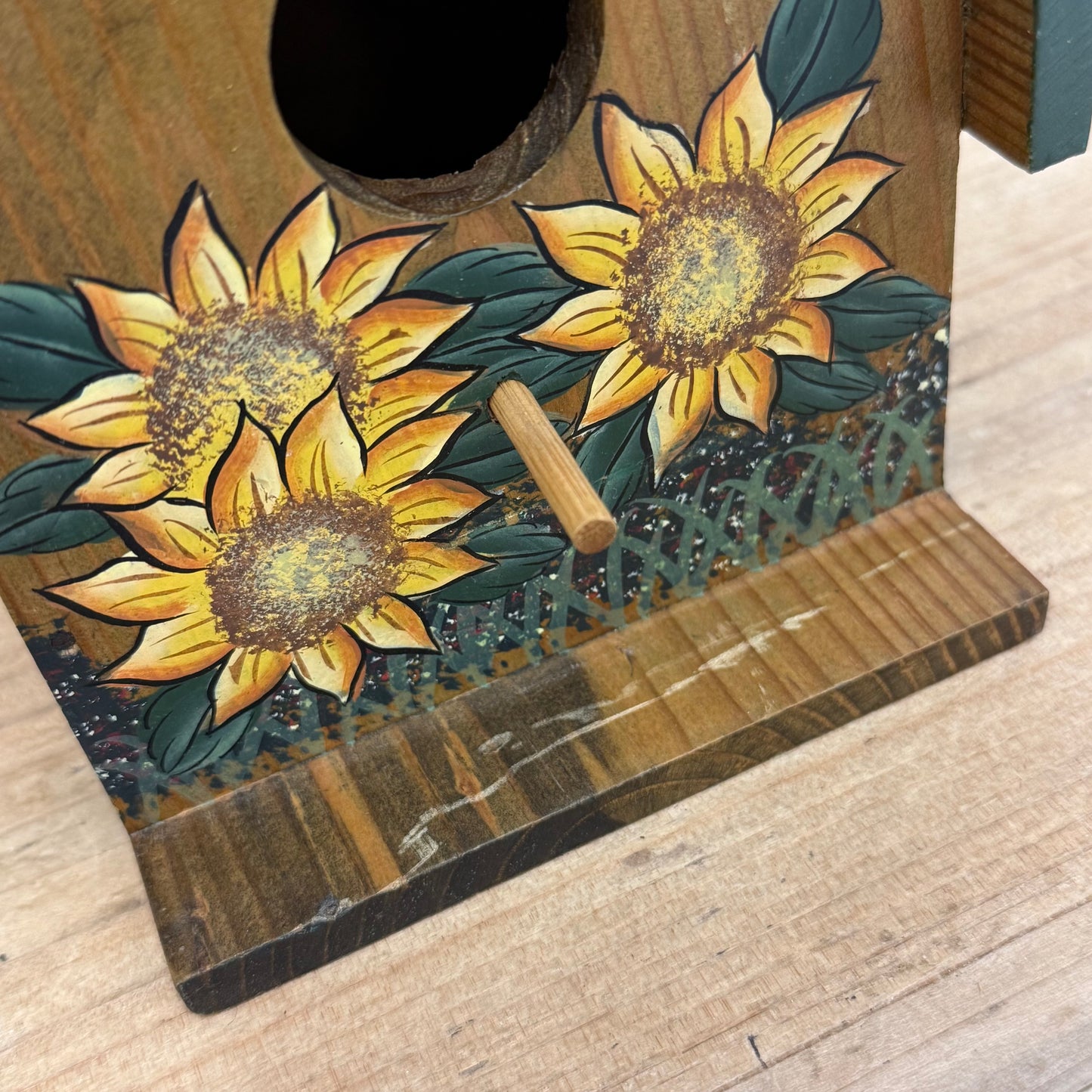 Sunflower Church Birdhouse Painted Wood Farmhouse Folk Art