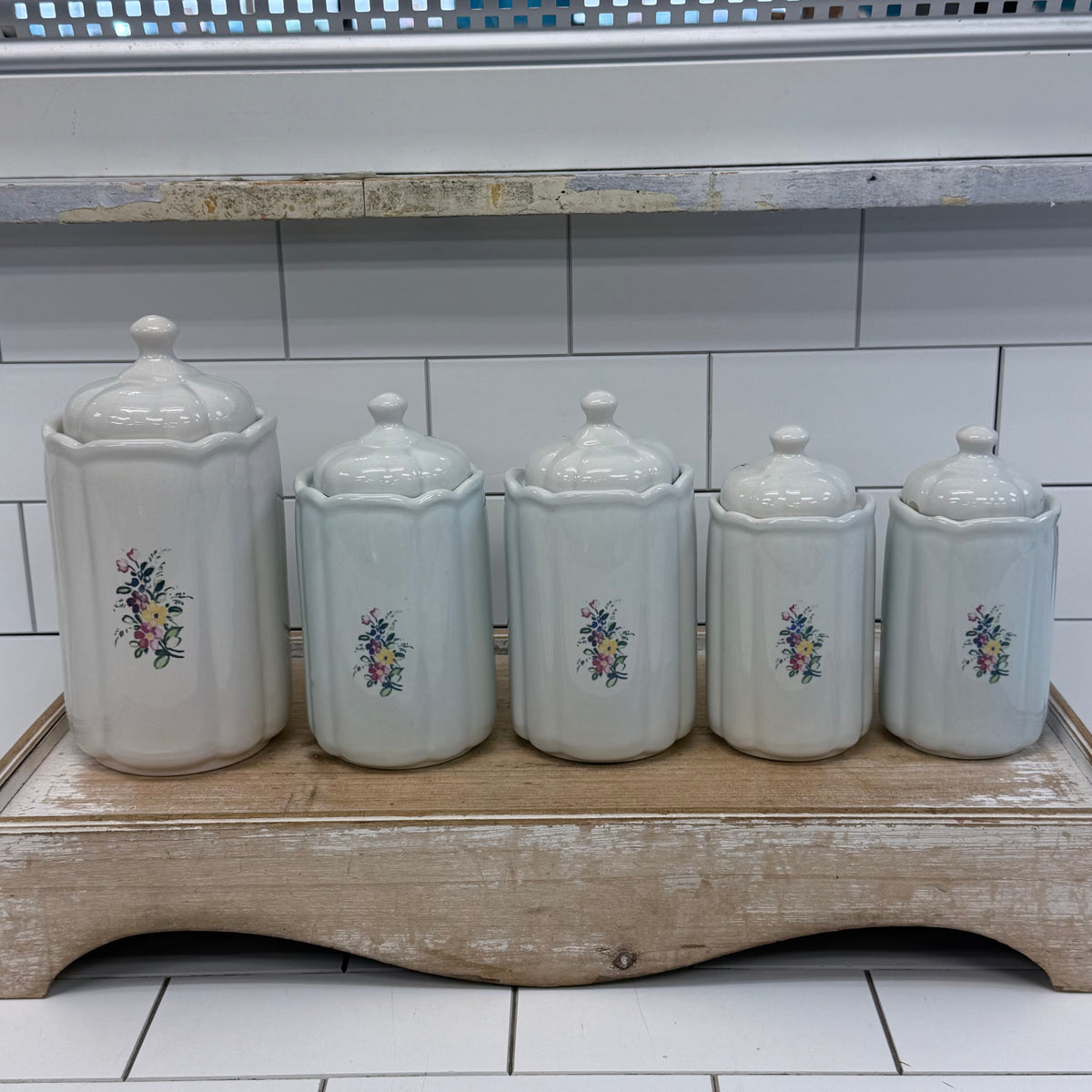 T. Delft's Bleau Floral Ceramic Kitchen Canisters Set of 5