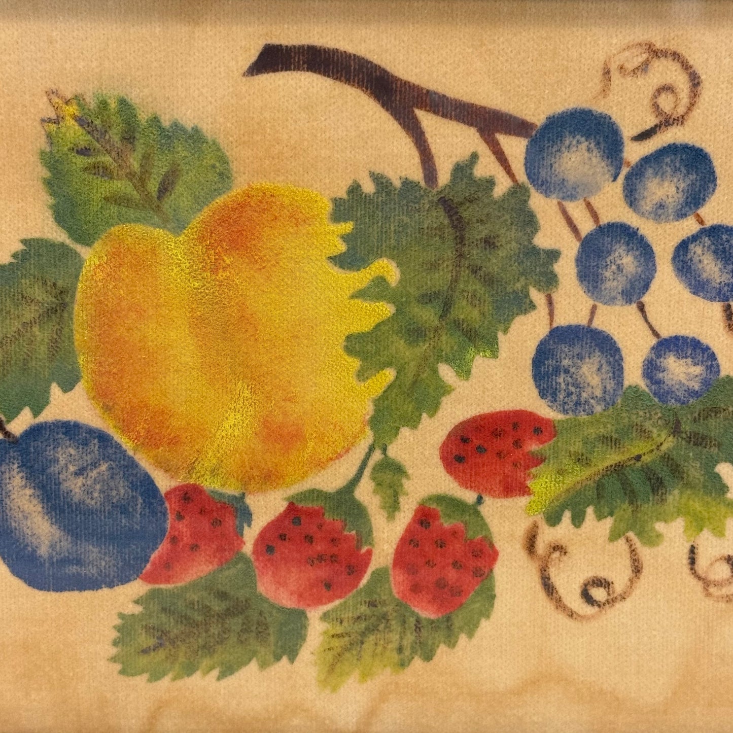 Fruit Theorem Painting Vintage Colonial Revival Folk Art
