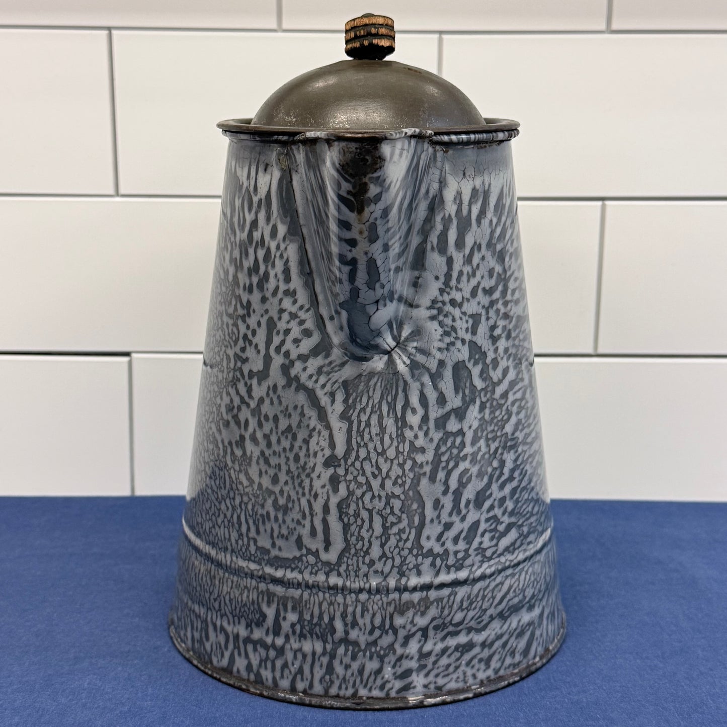 Graniteware Coffee Pot Enamel Camp Kettle Antique 1920s