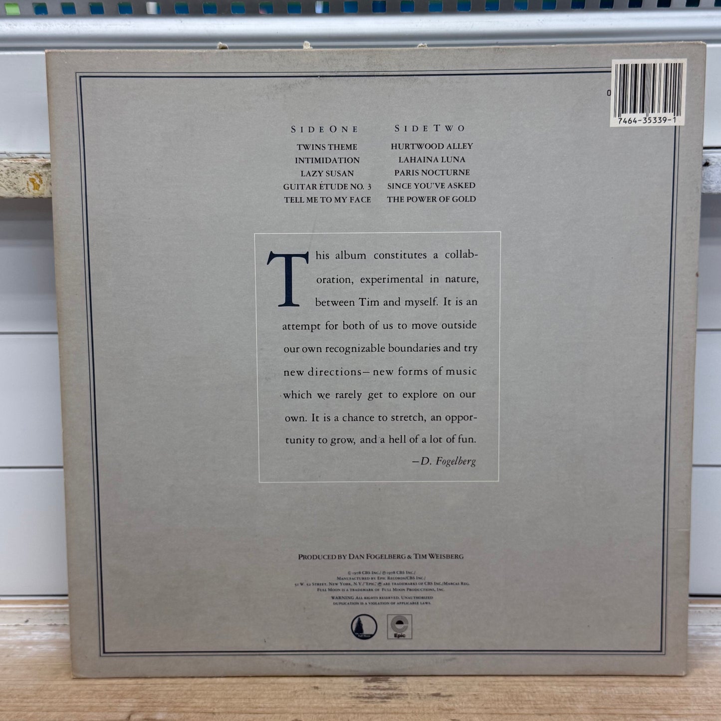 Dan Fogelberg Tim Weisberg Twin Sons Vinyl LP 1978 #JE35339