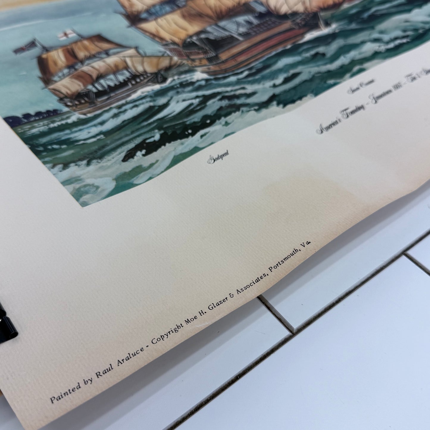 Raul Araluce Three Ships Jamestown 1607 Lithograph