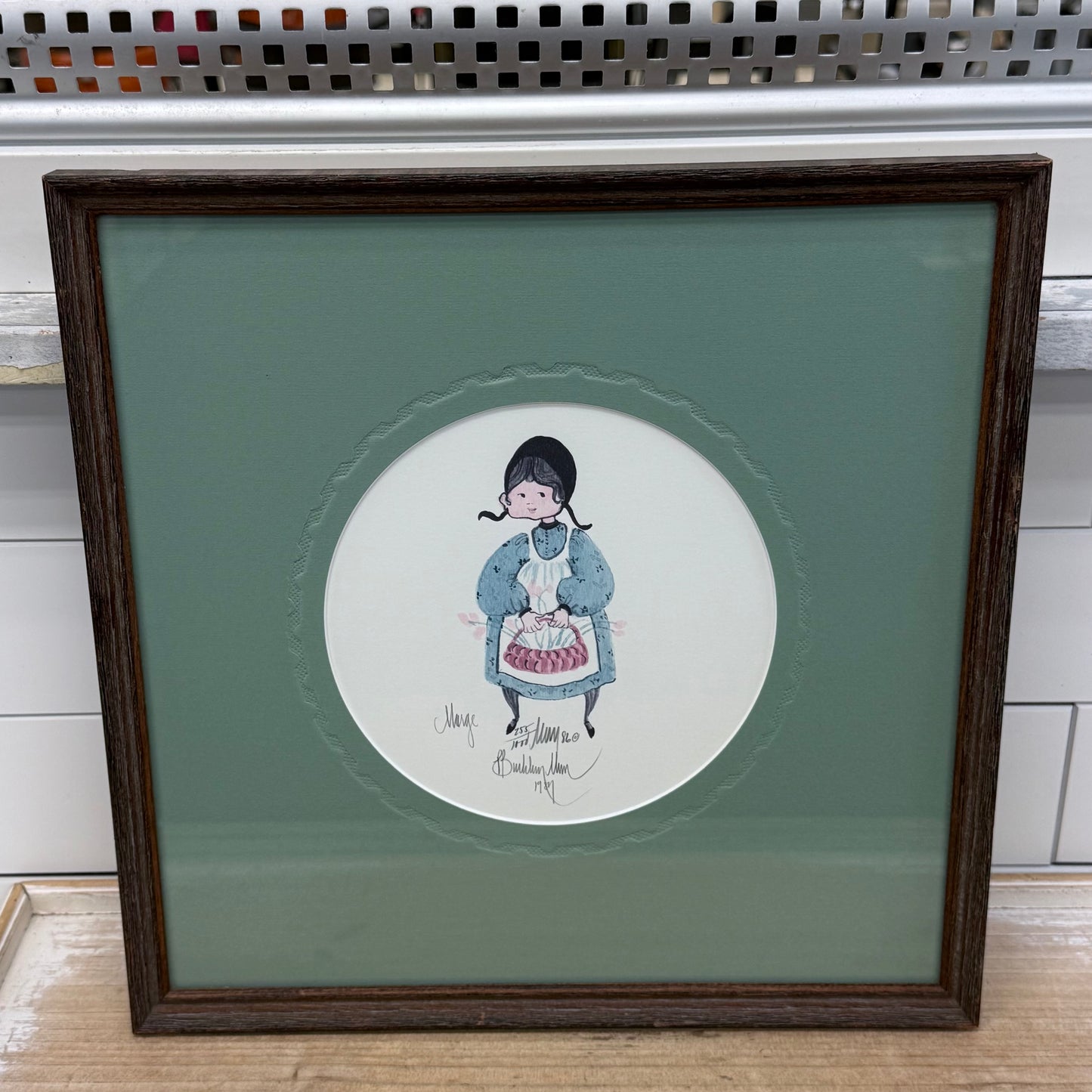 P. Buckley Moss Marge Signed Numbered Print Framed Art 1986
