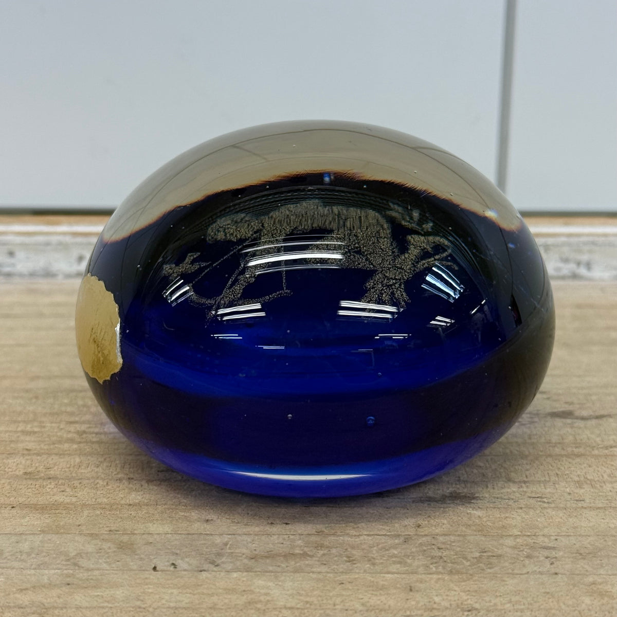 Murano Sagittarius Zodiac Cobalt Blue Art Glass Paperweight 1960s