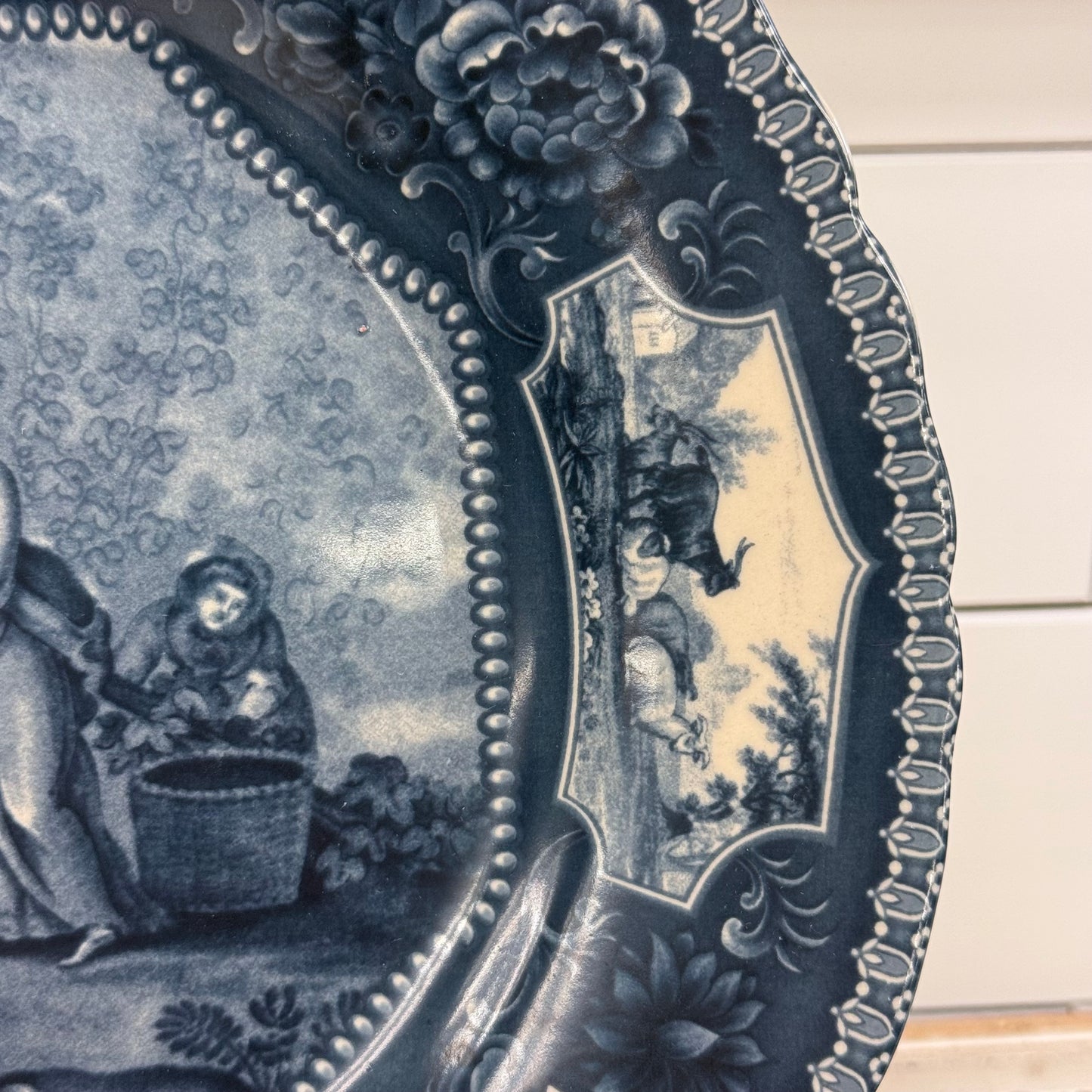 Flow Blue Style Transferware Dinner Plate